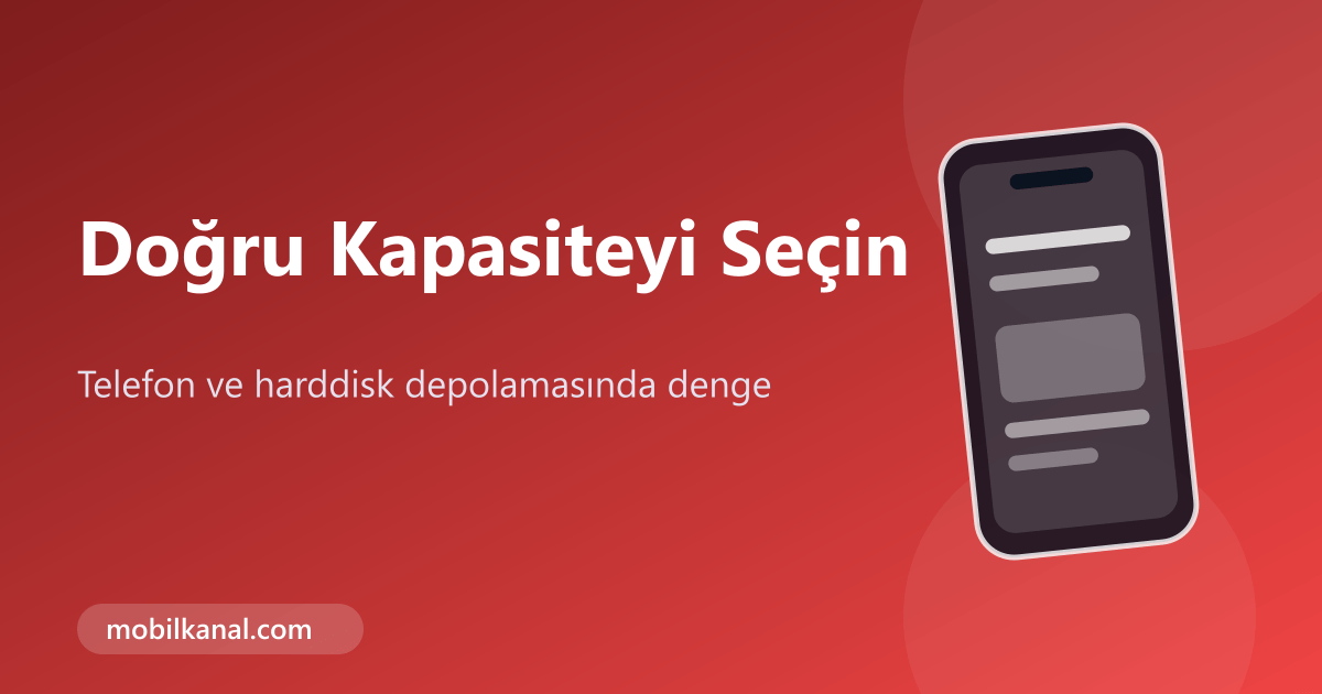Telefon dahili depolama ve harici disk kapasitesi görseli